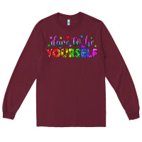 Burgundy Western Dare To Be Yourself LGBTQ Long Sleeve Tee - BundleAndBundleShop