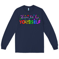 Navy Western Dare To Be Yourself LGBTQ Long Sleeve Tee - BundleAndBundleShop