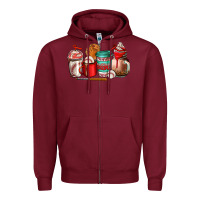 Burgundy baseball coffee cup Zipper Hoodie - AdoDesignShop