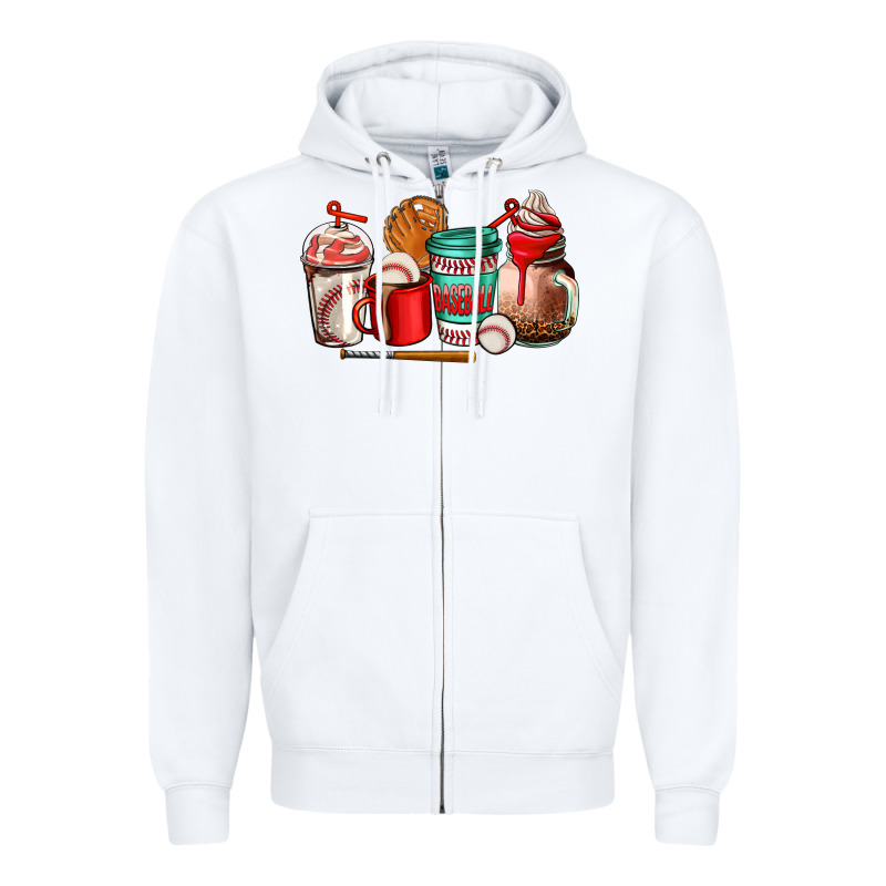 Baseball Coffee Cup Zipper Hoodie by AdoDesignShop | Teevron