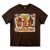 Chocolate Brown Happy Thanksgiving gnomes Heavy Core Tee - NancyCooperArtShop