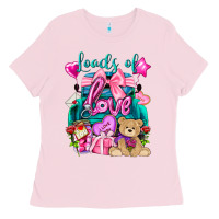 Bubblegum Pink Loads of love truck Valentine's Day Ladies Tee - HowdyJamesFarm