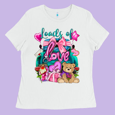 Loads Of Love Truck Valentine's Day Ladies Tee Designed By Howdyjamesfarm
