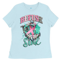 Baby Blue refuse to sink cancer Ladies Tee - CowGirlArtShop