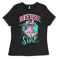 Black refuse to sink cancer Ladies Tee - CowGirlArtShop