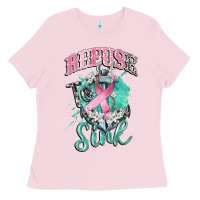 Bubblegum Pink refuse to sink cancer Ladies Tee - CowGirlArtShop