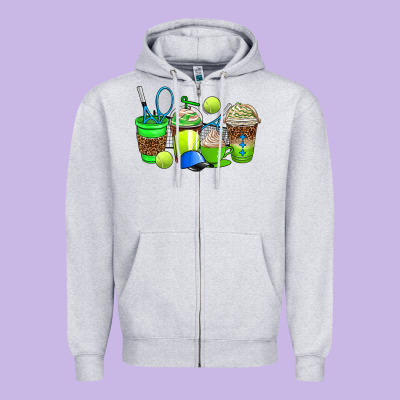 Tennis Coffee Cups Zipper Hoodie Designed By Adodesignshop