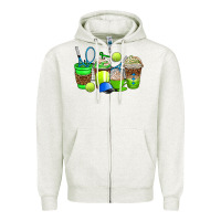 Oatmeal Heather tennis coffee cups Zipper Hoodie - AdoDesignShop