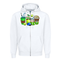 White tennis coffee cups Zipper Hoodie - AdoDesignShop