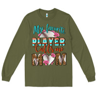 Army Green My Favorite Player Calls Me Mom Long Sleeve Tee - BundleAndBundleShop