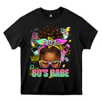 Black 80's babe afro messy bun Heavy Core Tee - texasbilliewilder