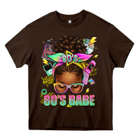 Chocolate Brown 80's babe afro messy bun Heavy Core Tee - texasbilliewilder
