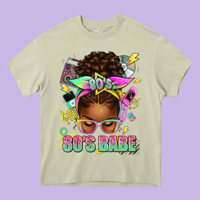 80's Babe Afro Messy Bun Heavy Core Tee Designed By Texasbilliewilder