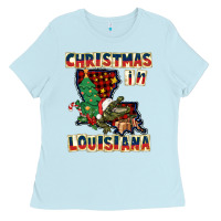 Baby Blue christmas in louisiana Ladies Tee - CowGirlArtShop