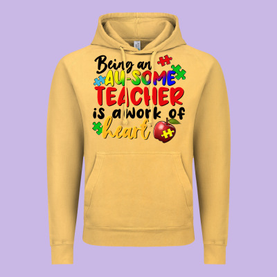 Being An Au Some Teacher Is A Work Of The Heart Vintage Hoodie Designed By Fadigitalartstudio