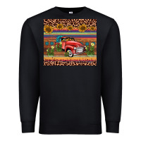 Black truck sunflower leopard Premium Sweatshirt - AdoDesignShop