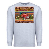 Heather Grey truck sunflower leopard Premium Sweatshirt - AdoDesignShop