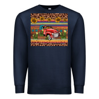 Navy truck sunflower leopard Premium Sweatshirt - AdoDesignShop