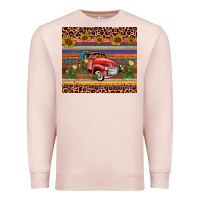 Pale Pink truck sunflower leopard Premium Sweatshirt - AdoDesignShop