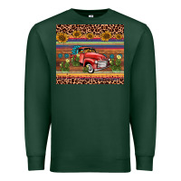 Sports Green truck sunflower leopard Premium Sweatshirt - AdoDesignShop