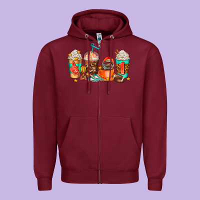 American Football Coffee Cups Zipper Hoodie Designed By Adodesignshop