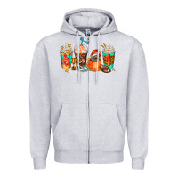 Heather Grey American football coffee cups Zipper Hoodie - AdoDesignShop