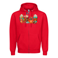 Red American football coffee cups Zipper Hoodie - AdoDesignShop