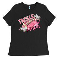 Black tackle cancer Ladies Tee - CowGirlArtShop