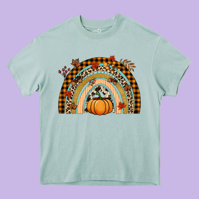 Fall Rainbow Pumpkin Heavy Core Tee Designed By Nancycooperartshop