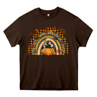 Chocolate Brown Fall rainbow pumpkin Heavy Core Tee - NancyCooperArtShop
