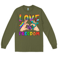 Army Green Love Is Freedom Long Sleeve Tee - BundleAndBundleShop
