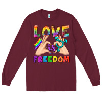 Burgundy Love Is Freedom Long Sleeve Tee - BundleAndBundleShop