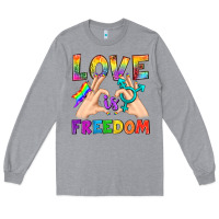 Heather Grey Love Is Freedom Long Sleeve Tee - BundleAndBundleShop