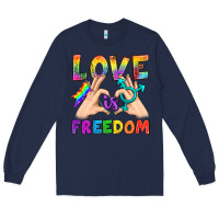 Navy Love Is Freedom Long Sleeve Tee - BundleAndBundleShop