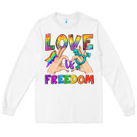 White Love Is Freedom Long Sleeve Tee - BundleAndBundleShop