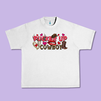 Pucker Up Cowboy Valentine's Day Urban Heavy Tee Designed By Fadigitalartstudio