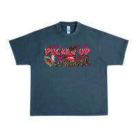 Midnight Navy Pucker Up Cowboy Valentine's Day Urban Heavy Tee - FaDigitalArtStudio