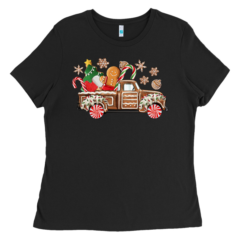 Christmas Gingerbread Truck Ladies Tee by CowGirlArtShop | Teevron