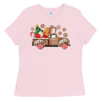 Bubblegum Pink christmas gingerbread truck Ladies Tee - CowGirlArtShop