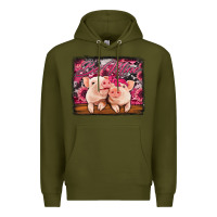 Army Green be mine valentine's day pigs Premium Hoodie - Jasminsmagicworld