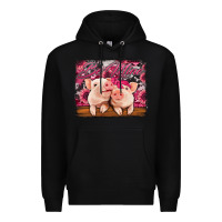 Black be mine valentine's day pigs Premium Hoodie - Jasminsmagicworld