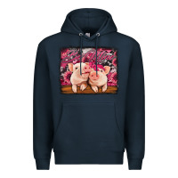 Navy be mine valentine's day pigs Premium Hoodie - Jasminsmagicworld