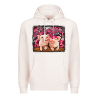 Pale Pink be mine valentine's day pigs Premium Hoodie - Jasminsmagicworld