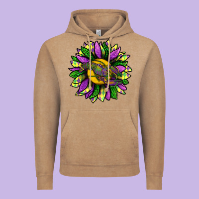Mardi Gras Sunflower With Crawfish Vintage Hoodie Designed By Bundleandbundleshop