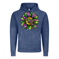 Vintage Denim Mardi Gras Sunflower With Crawfish Vintage Hoodie - BundleAndBundleShop
