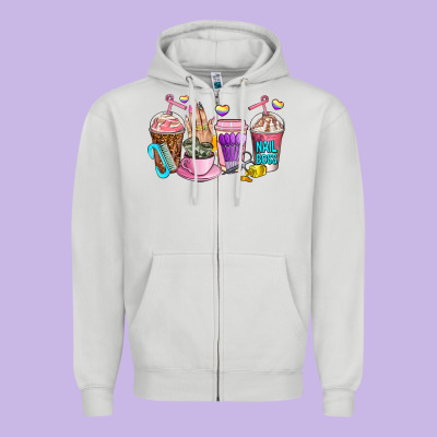 Nail Art  Coffee Cups Zipper Hoodie Designed By Adodesignshop