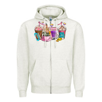 Oatmeal Heather nail art  coffee cups Zipper Hoodie - AdoDesignShop