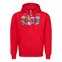 Red nail art  coffee cups Zipper Hoodie - AdoDesignShop