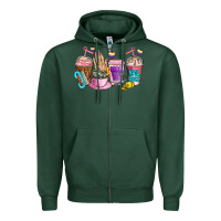 Sports Green nail art  coffee cups Zipper Hoodie - AdoDesignShop