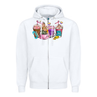 White nail art  coffee cups Zipper Hoodie - AdoDesignShop